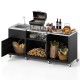 Outdoor Grill Table with Sink and Drainage Heavy Duty Metal Grill Cart