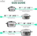 Cast Aluminum Dutch Oven - 8 Quart - Oval Dutch Oven Pot with Lid for Families and Parties - Lightweight Cajun Cookware with Ideal Heat Distribution - Oval Roaster Pan with Lid (13 Inch)
