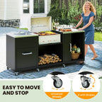 Outdoor Grill Table with Sink and Drainage Heavy Duty Metal Grill Cart