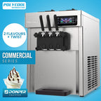 POLYCOOL Benchtop Soft Serve Ice Cream Machine, 3 Flavours, 2+Twist, Frozen Yoghurt, Acai Maker, Twin Cylinder, Counter Top Design, 15A Plug
