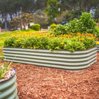 Garden Raised Garden Bed Kit, 11" Tall 10 in 1 Modular Raised Garden Beds Kit, Metal Planter Box for Vegetables, Flowers, Herbs, Morden Gray