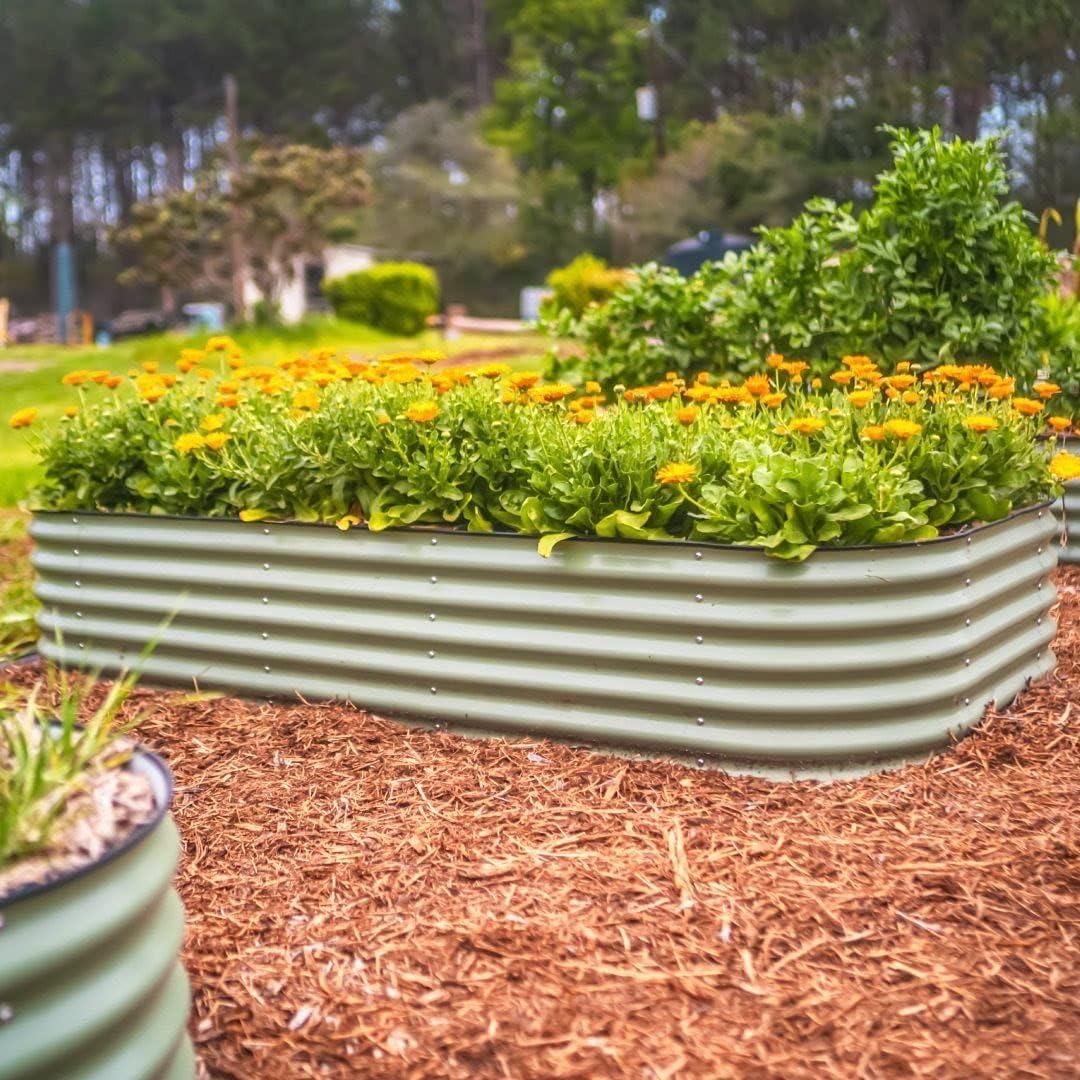 Garden Raised Garden Bed Kit, 11" Tall 10 in 1 Modular Raised Garden Beds Kit, Metal Planter Box for Vegetables, Flowers, Herbs, Morden Gray