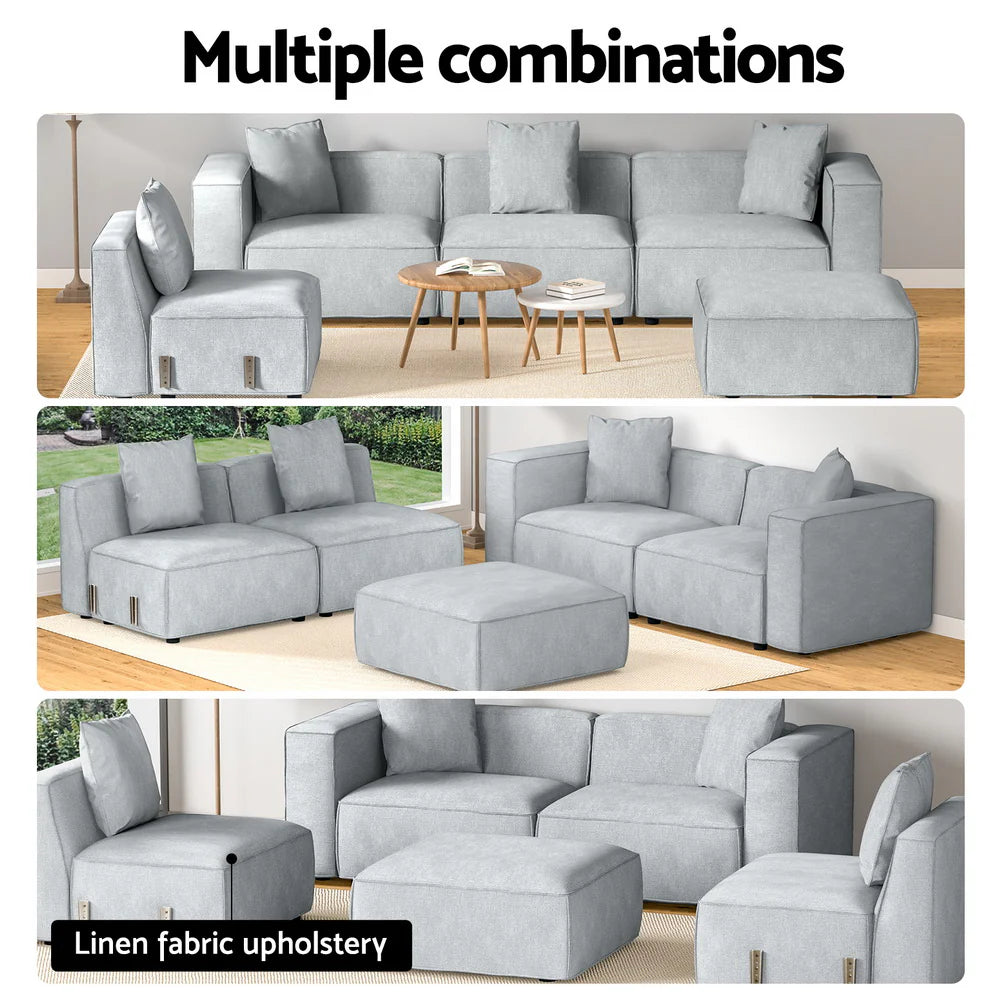 Artiss Modular Sofa Chaise Set 5-Seater Grey