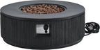 Merax 38.19'' MGO Propane Outdoor Fire Pit with Vertical Stripe Design, 50000 BTU Round Fire Pit Table with Steel Burner, Adjustable Flame Control, Lava Rocks & Rain Cover for Patio&Backyard, Black