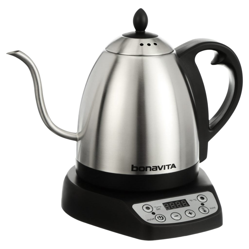 Bonavita 1.0L Variable Temperature Gooseneck Electric Kettle, Silver, 1000W, Precise Pour Control