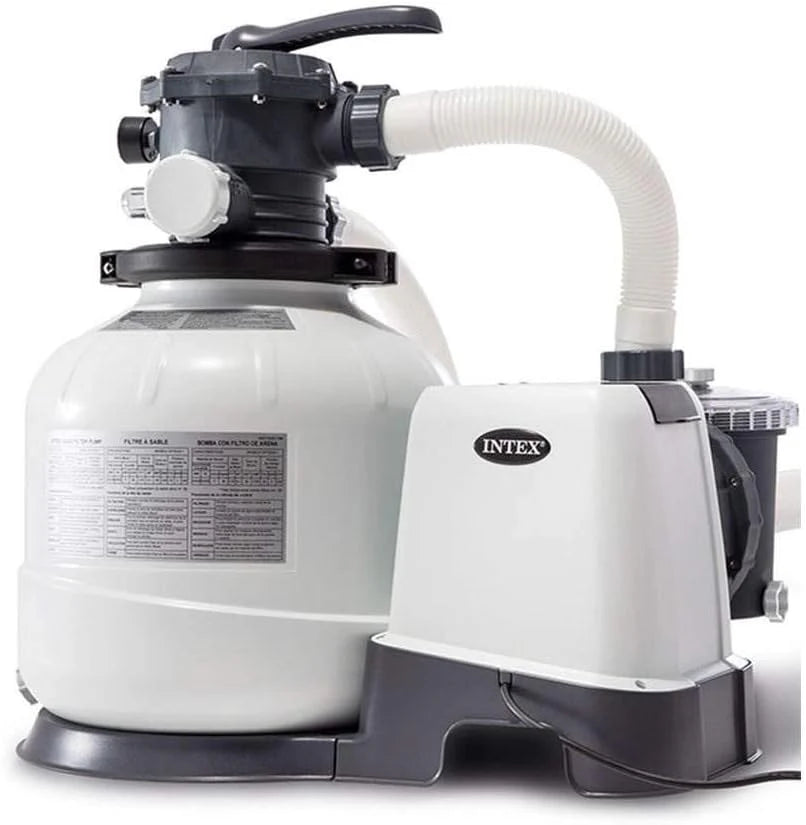 Intex 26651EG Krystal Clear 16 Inch 3,000 GPH Above Ground Pool Sand Filter Pump with Automatic Timer, GFCI, and 6 Function Control, Gray