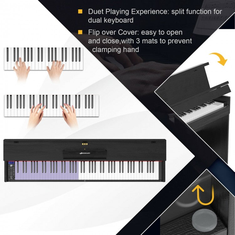 88 Key Full Size Electric Piano Keyboard with Stand 3 Pedals MIDI Function