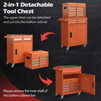 2-in-1 Rolling Tool Chest, 5-Drawer Tool Storage Cabinet with Wheels, Adjustable Shelf, Tool Box Organizer for Garage Warehouse Workshop