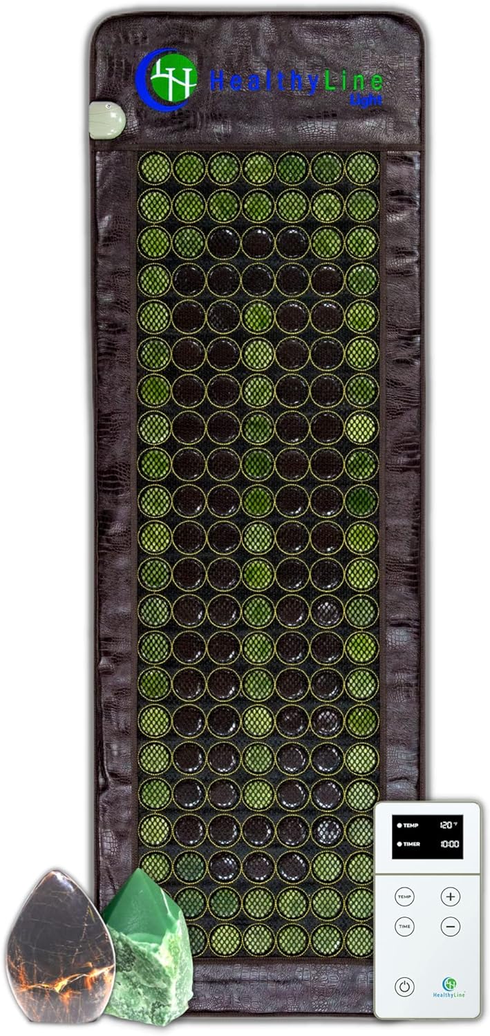 HealthyLine Far Infrared Heating Pad - Hot Stones Jade Tourmaline - Negative Ions - Mesh JT Mat Full 7224 Soft Light InfraMat Pro®