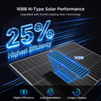 N-Type 16BB 400W Bifacial Solar Panel  2Pcs 200 Watt Solar Panel 12V  25% High Efficiency  Dual-module Parallel Anti-Shade Design  for RV Van Marine Home Rooftop Off-Grid Systems (2 Pack 200W)