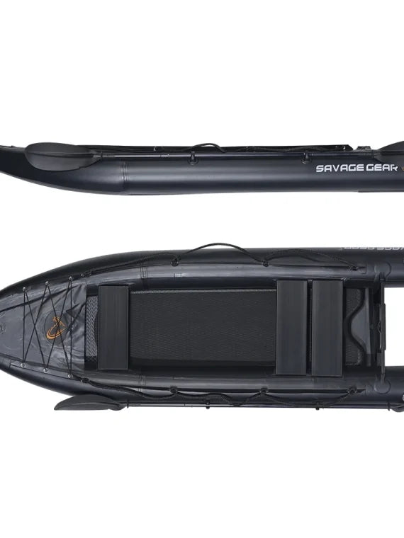 2 Person Inflatable Kayak Fishing PVC Boat – 130” x 43” x 11.8” with Aluminum Alloy Seat, Paddle, Inflatable Mat, Repair Kit, Fin