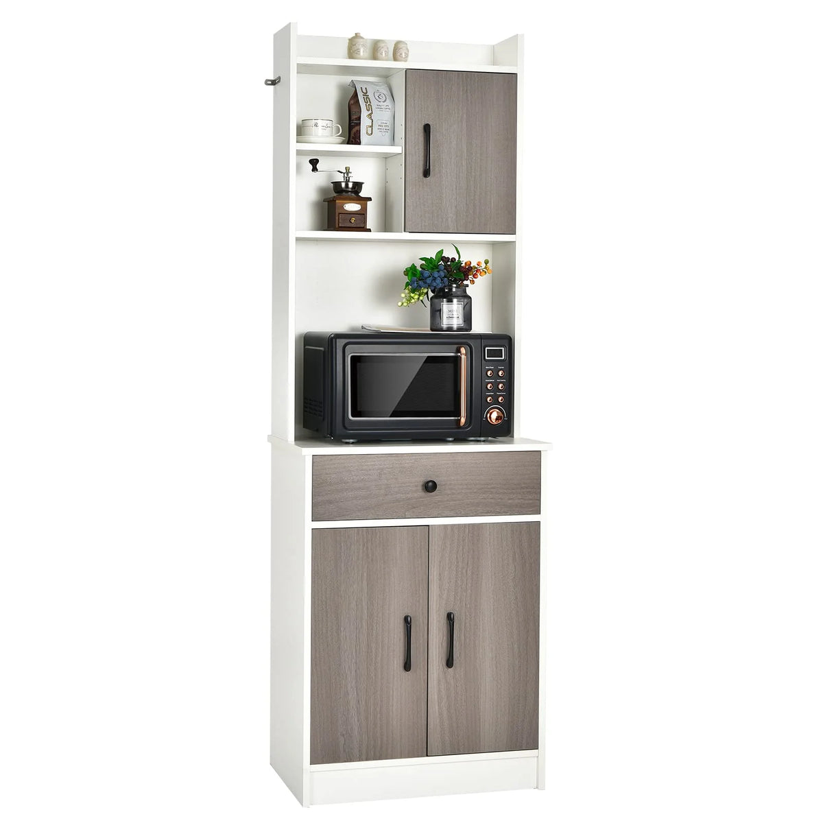 Giantex Kitchen Buffet Storage Cabinet, 3-Door Wood Tallboy with Drawer Spacious Countertop