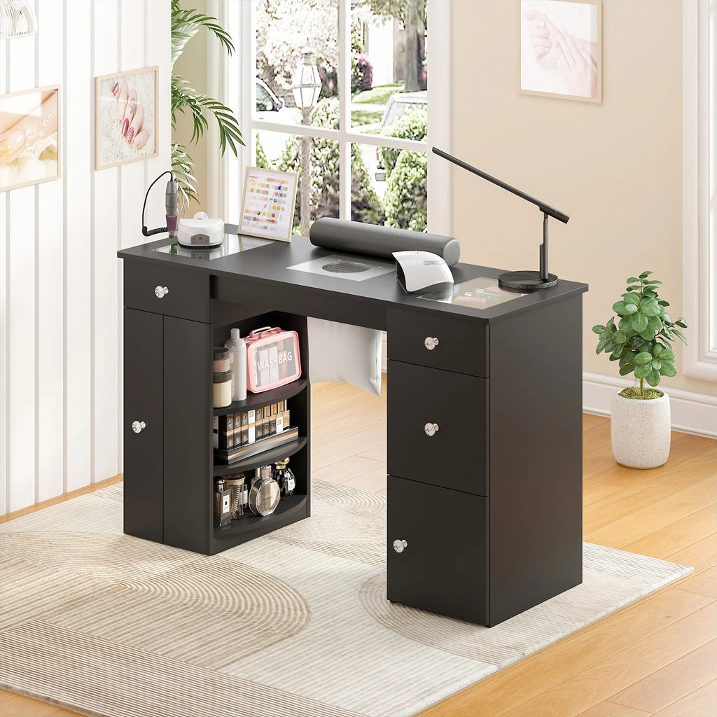 Manicure Table Glass Top w/Dust Collector