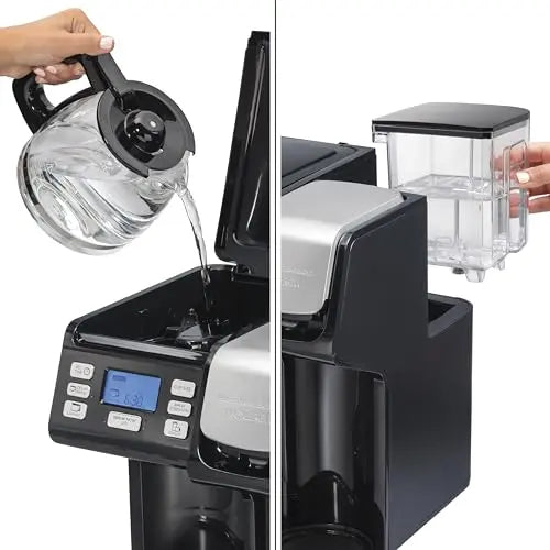 Hamilton Beach FlexBrew Trio 2-Way Coffee Maker, Compatible with K-Cup Pods or Grounds, Combo, Single Serve & Full 12c Pot, Black - Fast Brewing (49902)