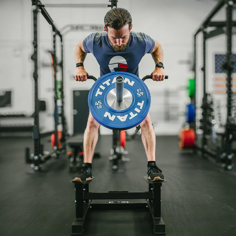 Titan Fitness T Bar Rowing Platform, Elevated/Angled Design for Rows at a Deficit, T Bar Row Platform with Diamond-Plated Footplates, T Bar Platform with Protective UHMW strip, Non-Slip Rubber Feet
