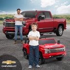 Track 7 24V Ride on Car, Licensed Silverado HD 2 Seater Electric Car for Boys Girls Age 3+, 24V Ride on Truck w/Remote Control, Music, ABC, Red
