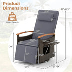 Outdoor Rattan 360�� Swivel Recliner Chair, Patio Wicker Chaise Lounge Chair with Adjustable Backrest & Footrest, Flip Side Table & Cushions