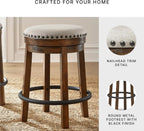 Signature Design by Ashley Valebeck Upholstered Swivel Stool, Cushioned Seat, Woven Fabric Upholstery, Wood, 24" H, Brown & Black