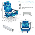 2 Pack 5-Position Outdoor Folding Backpack Beach Chair & Table Set, Patio Lawn Camping Chair Beach Sling Chair