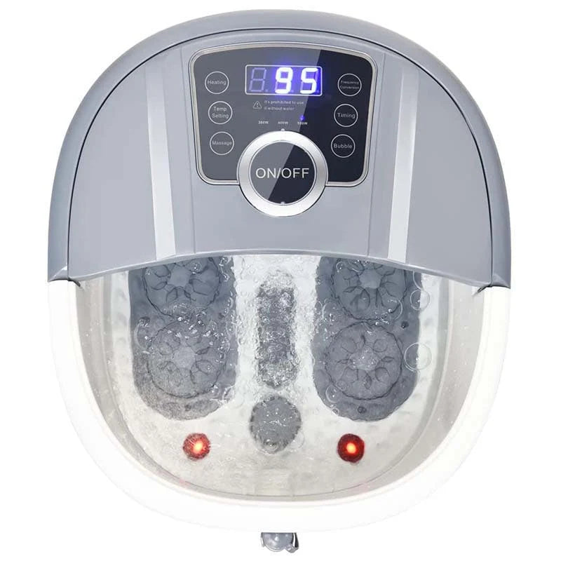 Heated Foot Spa Bath Massager with Bubbles, 16 Pedicure Shiatsu Roller Massage Points, Electric Foot Soaker Tub