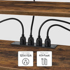 TV Stand with Power Outlets to 75 Inches, TV Console Table with Open Storage Shelves Cabinet, Industrial Media Entertainment Center for Living Room Bedroom, Rustic Brown and Black BF60DS01