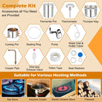 5/10 Gal 2 Pots Alcohol Still Home Brewing Kit, 40L Stainless Steel Water Alcohol Distiller, Wine Making Kit for Whiskey Brandy Beer