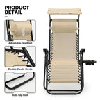 MoNiBloom Zero Gravity Chairs Set of 2, Folding Outdoor Patio Beach Recliner with Canopy Shade & Headrest, Black