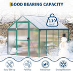 6 x 10 ft Greenhouse  Greenhouses for Outside  Polycarbonate Greenhouse with Aluminum Frame  Lockable Door and Ajustable Roof Vent for Backyard  Green Houses for Outside Garden Backyard  Patio