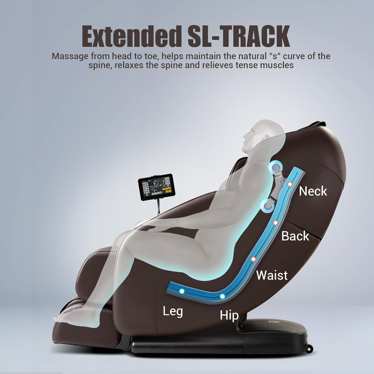 MYNTA Massage Chair Full Body  Zero Gravity SL Track Heavy Duty Massage Recliner Chair with Heat  12 Auto Modes for Home  M1612 Brown