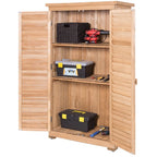 63" Wooden Outdoor Storage Shed Garden Tool Cabinet Waterproof Portable Shed with Latch Detachable Shelves