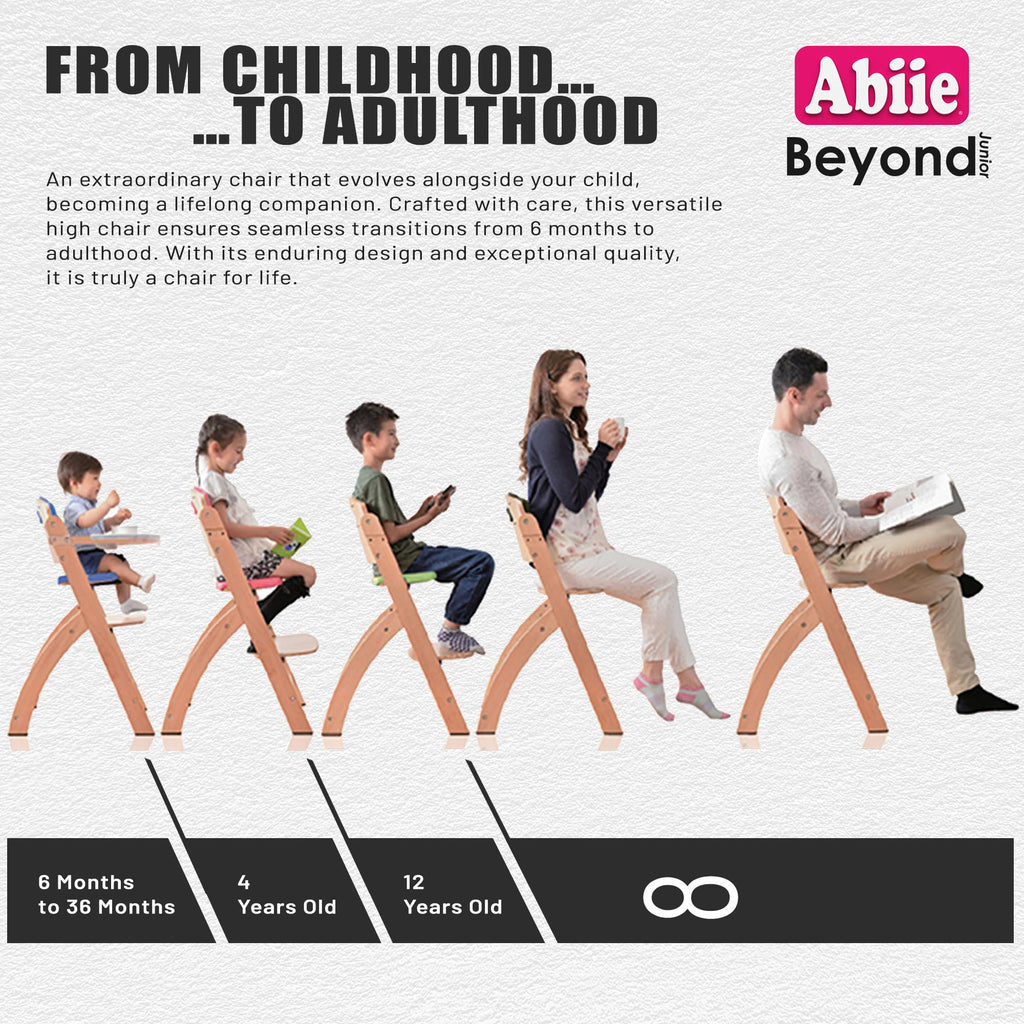 Abiie 3-in-1 Convertible Wooden High Chair for Babies & Toddlers