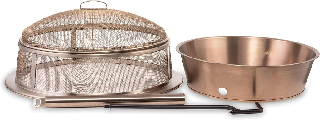 TIKI Reunion Fire Pit Heat Deflector & Screen with Poker �C Outdoor Fire Pit Accessories for More Warmth & Safety �C Spark Protector & Ember Guard for Even Heat Distribution �C Durable Metal Design