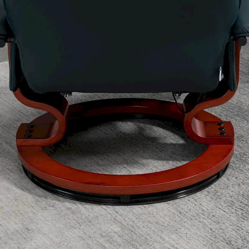 HomCom Faux Leather Adjustable Manual Swivel Base Recliner Chair with Comfortable and Relaxing Footrest