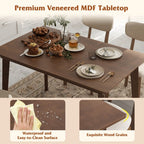 5-Piece Dining Table Set for 4 with Rubber Wood Frame and Padded Set