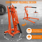 JoanKaren Hydraulic Engine Hoist,4400lbs Max Weight,Folding Engine Lift Shop Crane with Lever and 6 Steel Caster Wheels,Yellow