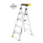 Gorilla Ladders Removable Dual Platform Heavy Duty Ladder with Project Bucket, 5.5 Ft, Aluminum, Multicolor