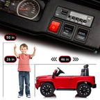 Track 7 24V Ride on Car, Licensed Silverado HD 2 Seater Electric Car for Boys Girls Age 3+, 24V Ride on Truck w/Remote Control, Music, ABC, Red