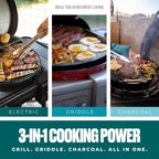 Charbroil 3-in-1 Dual Fuel Outdoor Bistro Pro Electric Grill & Griddle + Charcoal Mode BBQ  Black - 25302145