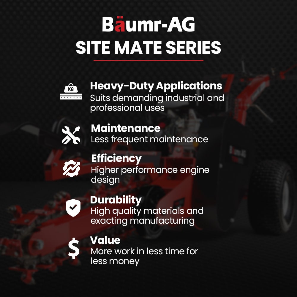 BAUMR-AG TRN660 8HP 600mmx90mm Trench Digger, Heavy-duty Carbide Claws, EZ Start, 8HP, Adj Controls