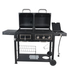 Dual Fuel Gas & Charcoal Combo Grill, Black with Stainless