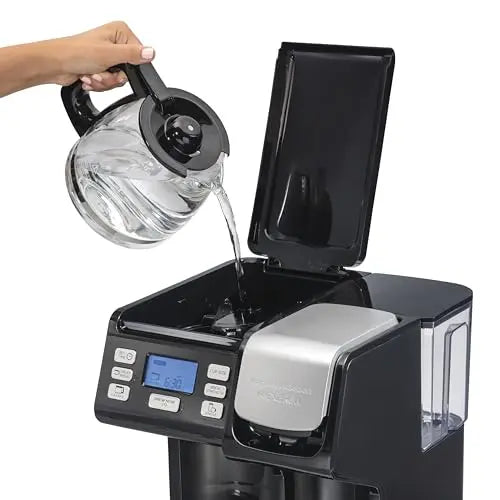 Hamilton Beach FlexBrew Trio 2-Way Coffee Maker, Compatible with K-Cup Pods or Grounds, Combo, Single Serve & Full 12c Pot, Black - Fast Brewing (49902)