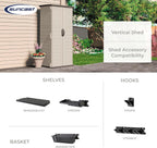 Suncast Vertical Outdoor Storage Shed with All-Weather Construction  Vanilla