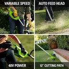40V 12-Inch Cordless String Trimmer, Battery and Charger Not Included, BST4000