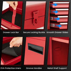 2-in-1 Rolling Tool Chest, 5-Drawer Tool Storage Cabinet with Wheels, Adjustable Shelf, Tool Box Organizer for Garage Warehouse Workshop