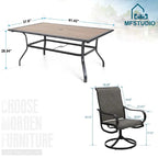 8 Pieces Patio Dining Set with Umbrella,Outdoor Furniture Set with 6 Sling Dining Swivel Chairs