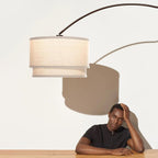 Brightech Mason Arc Floor Lamp - Modern Corner Standing Lamp with Unique Hanging Drum Lamp Shade for Living Room - Bright Overhead, Curved Hanging Light for Bedroom. Library, Den - Bronze