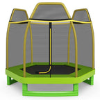 7 FT ASTM Certified Kids Trampoline Recreational Bounce Jumper with Safety Enclosure Net