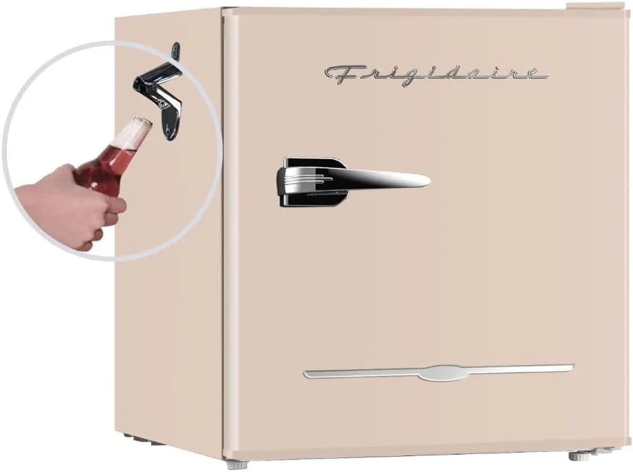 Frigidaire EFR176 Retro Compact Fridge with Chiller Mini Refrigerator with Built-in Bottle Opener for Office, Bedroom, Dorm Room or Cabin, 1.6 cu ft 16" D x 18" W x 18.5" H, Moonlight