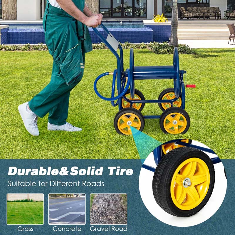 Garden Hose Reel Cart Holds 330 FT of 3/4" or 5/8�?& 400 FT of 1/2" Hose, Heavy Duty Yard Water Planting Cart