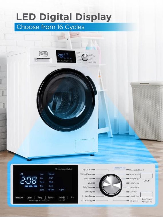 BLACK+DECKER 2.7 cu. ft. All-in-One Washer and Dryer Combo in White BCW27MW